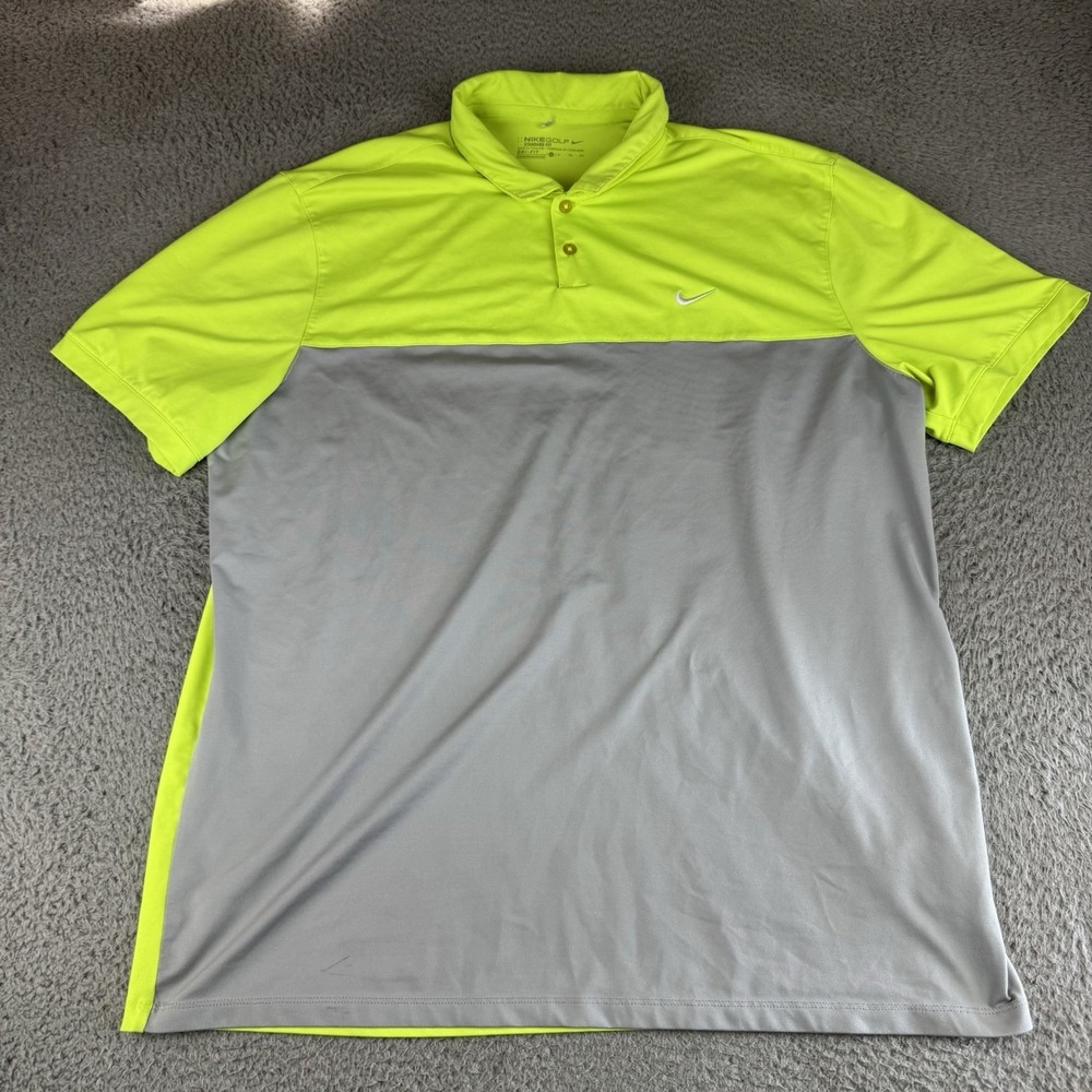 Nike Golf Shirt Mens XL Gray Yellow Tour Performance Polo